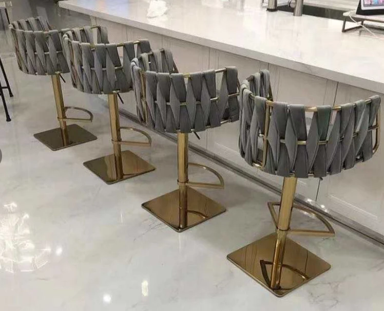 Factory Direct Price Modern Design Adjustable Height Swivel Counter Chair Hotel Restaurant Bar Stool With Rope Seat Commercial