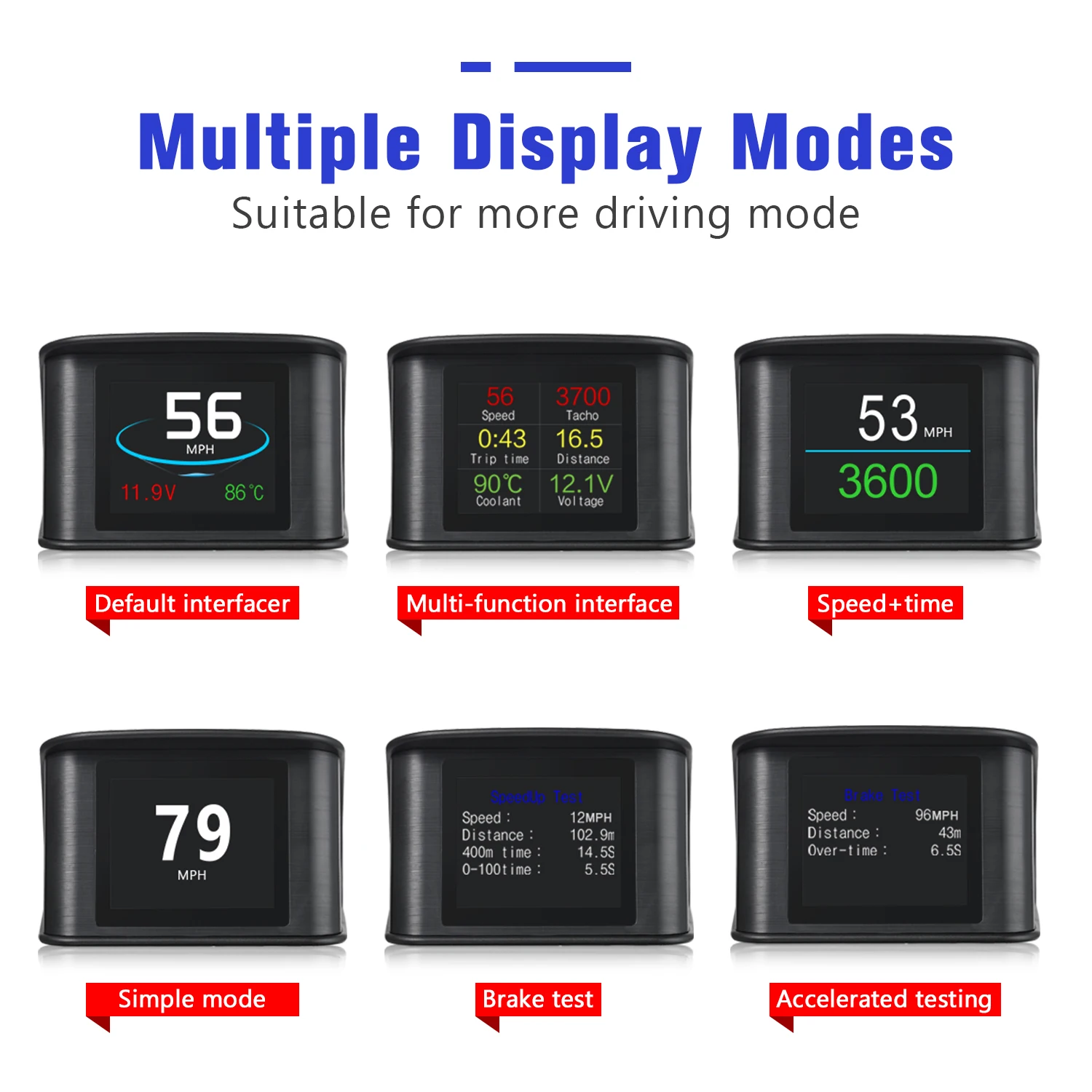 Intelligent Car HUD Head up Display Car HD OBD Portable LCD Driving Display Screen With Speeding Alarm