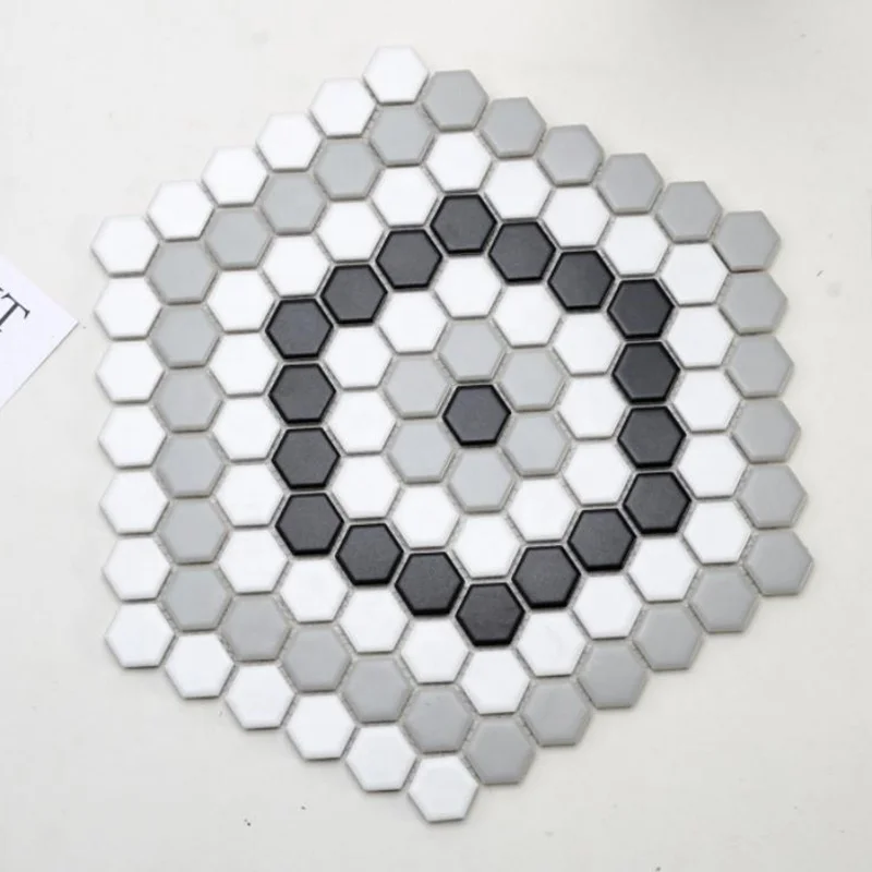Foshan Hexagonal Mosaic Ceramic Tiles Flooring Design Matte Glazed Mosaic Premium Grade Kitchen Bathroom Floor Porcelain Tiles