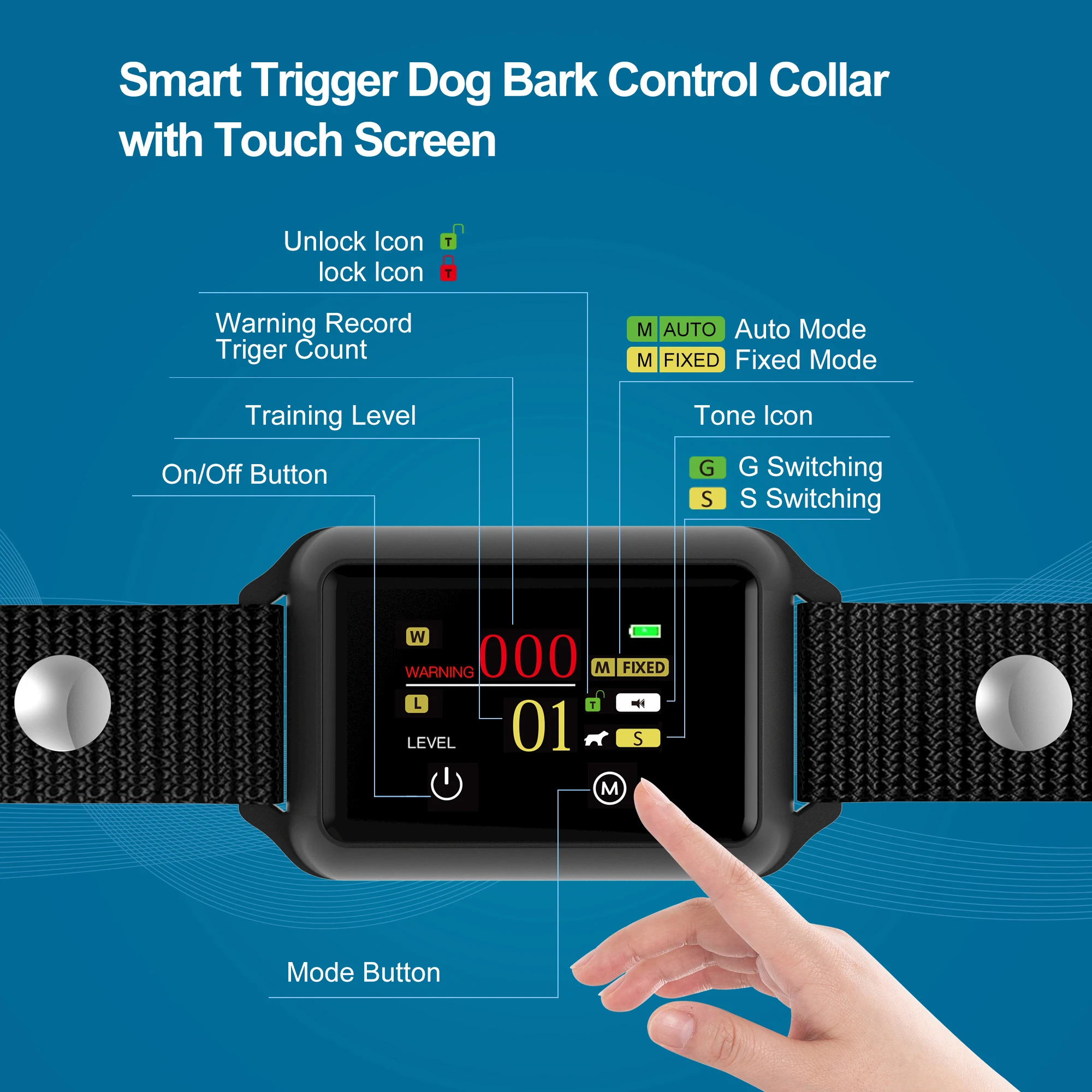 Safe Effective Rechargeable Bark Control Training Collar Beep Vibration Shock Smart Anti Bark Collar for Large Medium Small Dogs