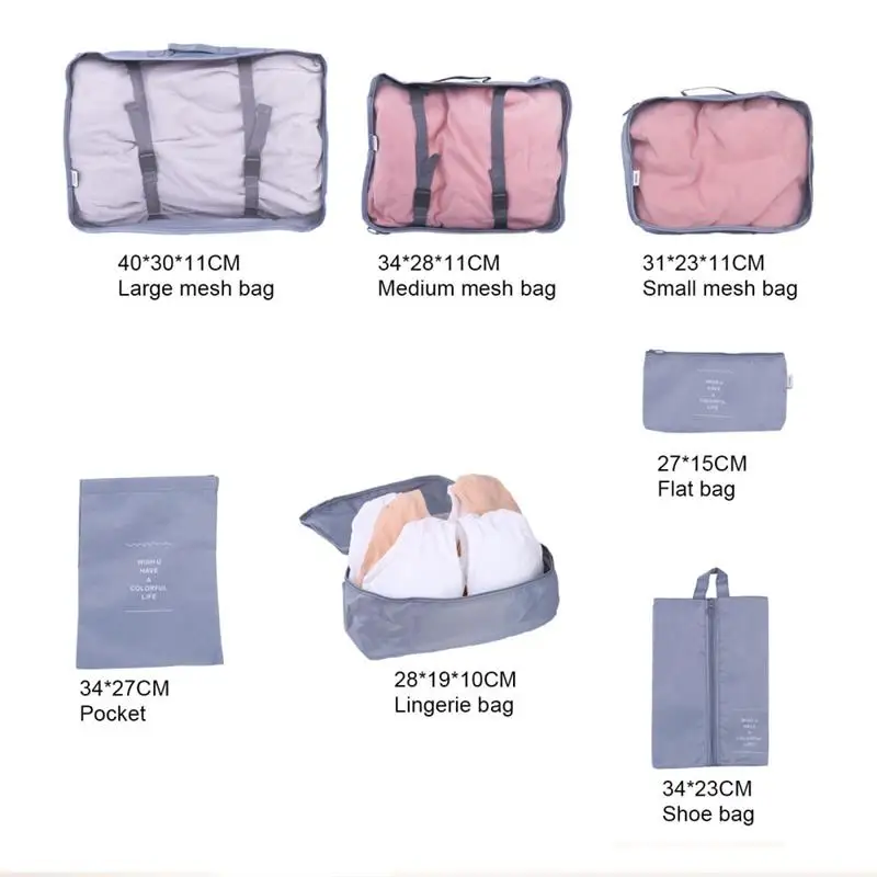 Packing Cubes For Travel 7 Pcs Luggage Organizer Bags Lightweight
