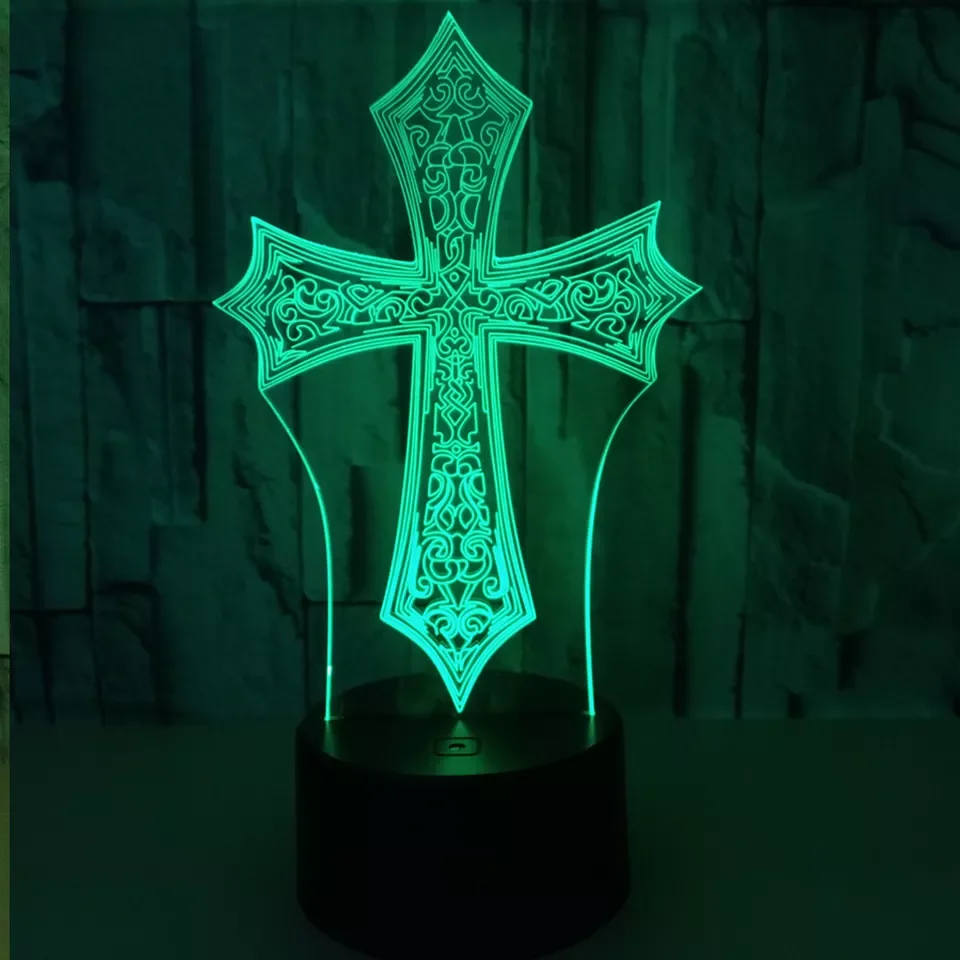 3D アクリルランプ キリストの十字架 夜間照明 内装用