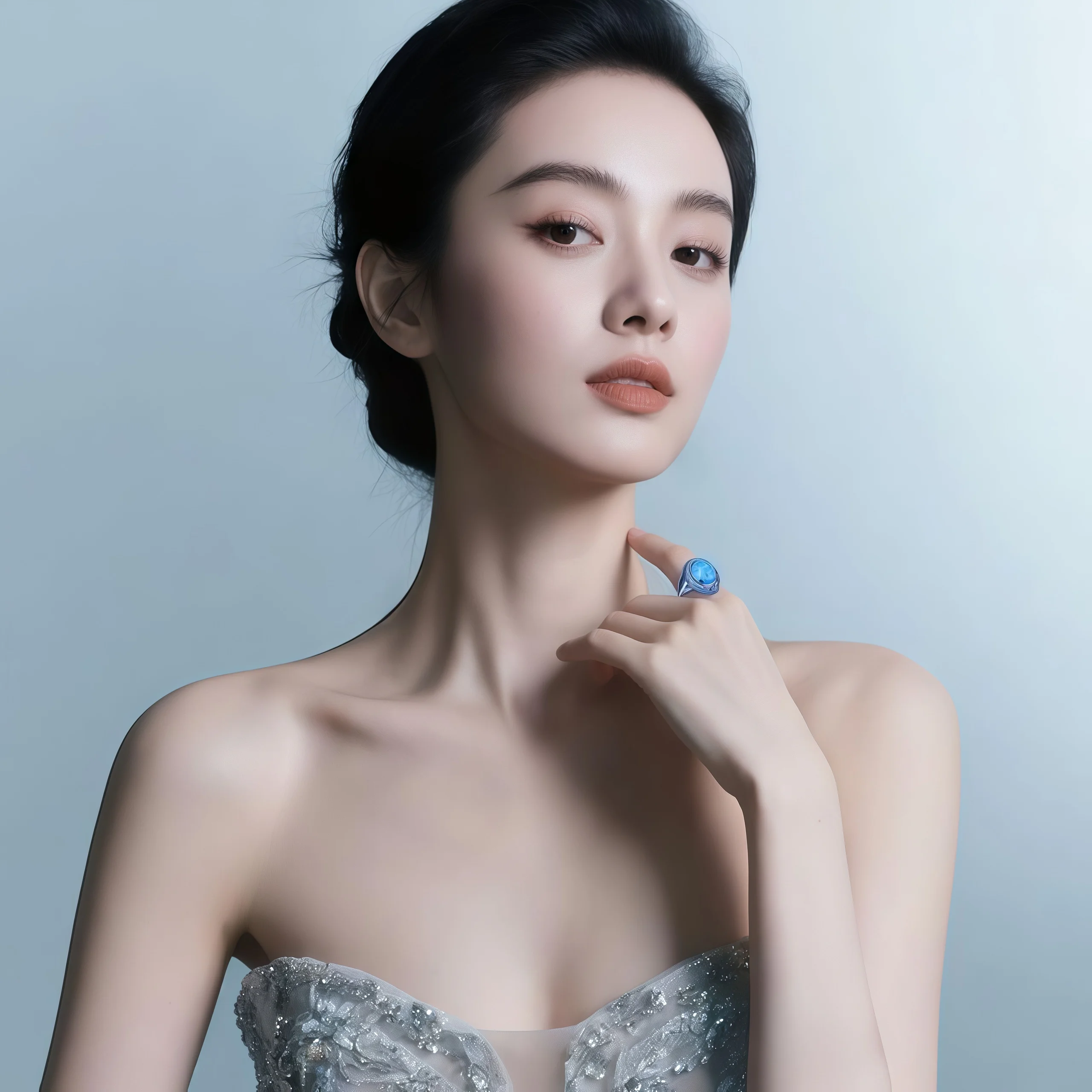 MUSHAN Jewelry Factory 925 Sterling Silver Rings Luxury Blue Opal Egg with Blue High Carbon Diamond Ring Anniversary Jewelry