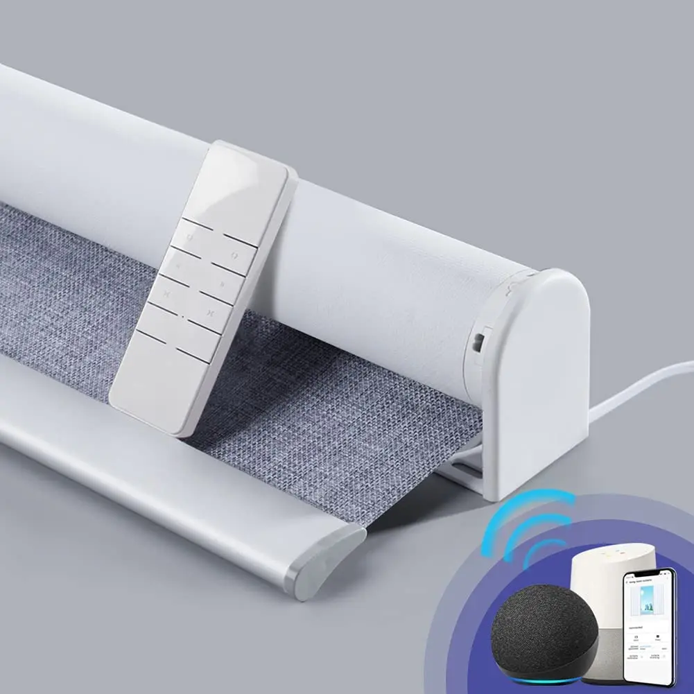 Electric Roller Blinds with Remote Control 100% Blackout Sun Block Motorized Shades for Indoor Use