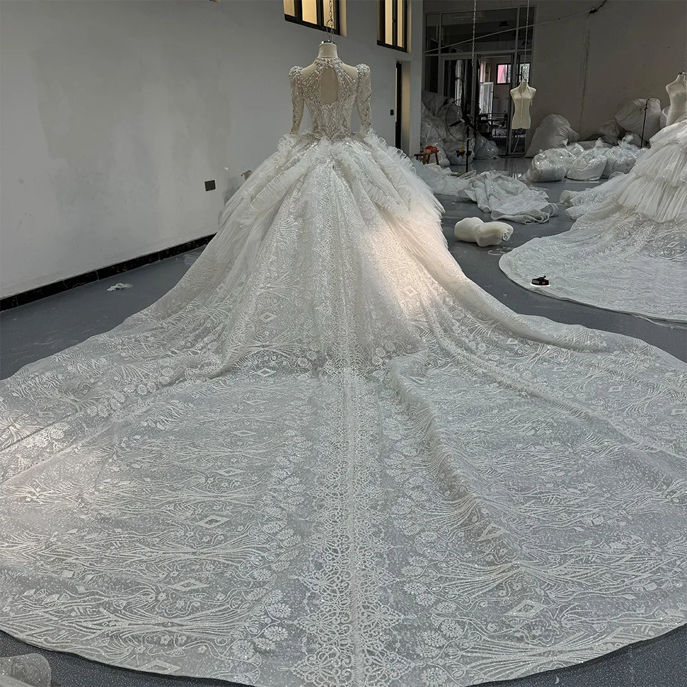 Wholesale Wedding Gowns Crystal Bead Bridal Ball Gown Train Wedding Dress,1 Piece