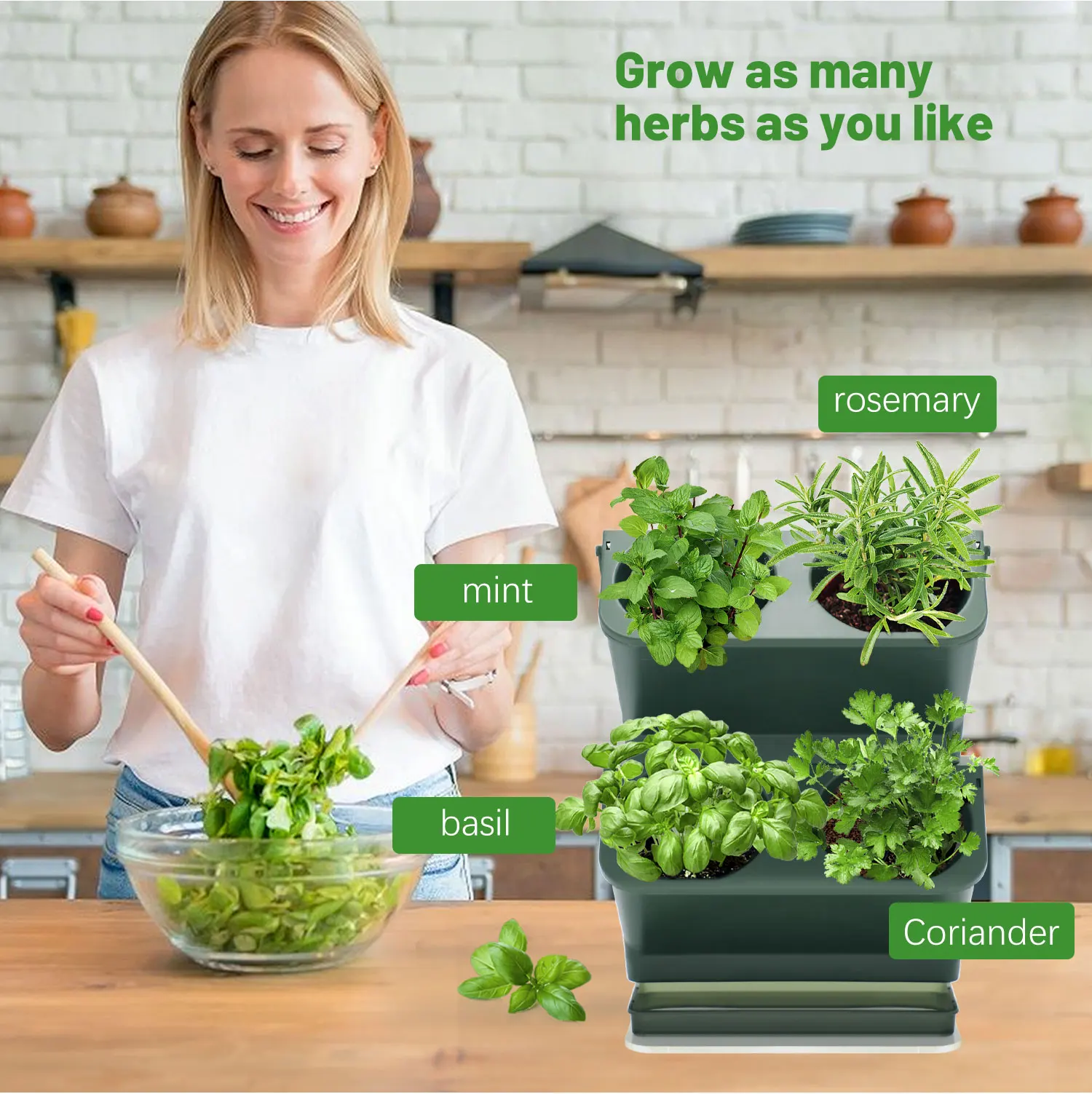 Kit de Cultivo Vertical para Plantas de Cozinha com 8 Vasos para Jardim de  Ervas em Ambientes Internos Brasil Alface, image size:1500x1503