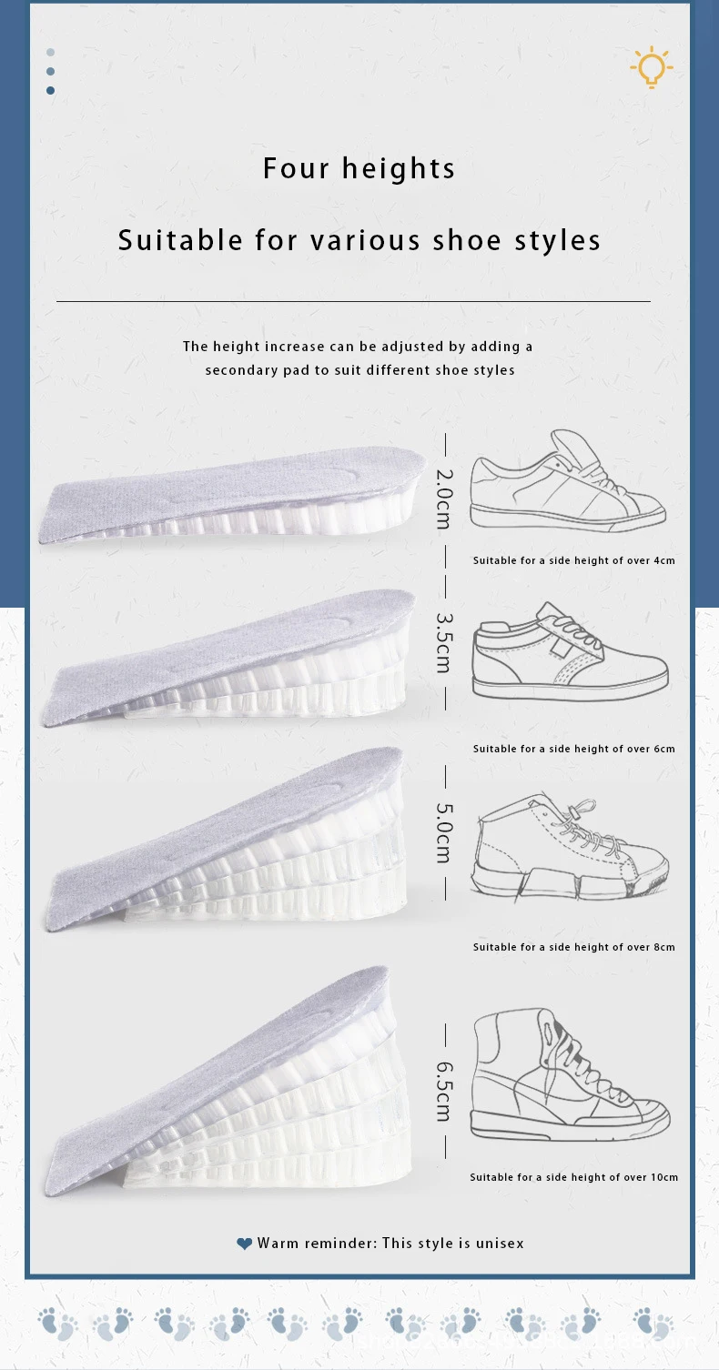 Silicone Height Increasing Insoles Invisible Half Shoe Pads