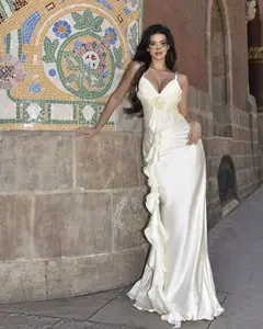 New Sexy Elegant 3D Floral Maxi Satin Dress Fashion Evening Cocktail Night Club Outfit Vestidos Para Mujer Prom Women Clothing