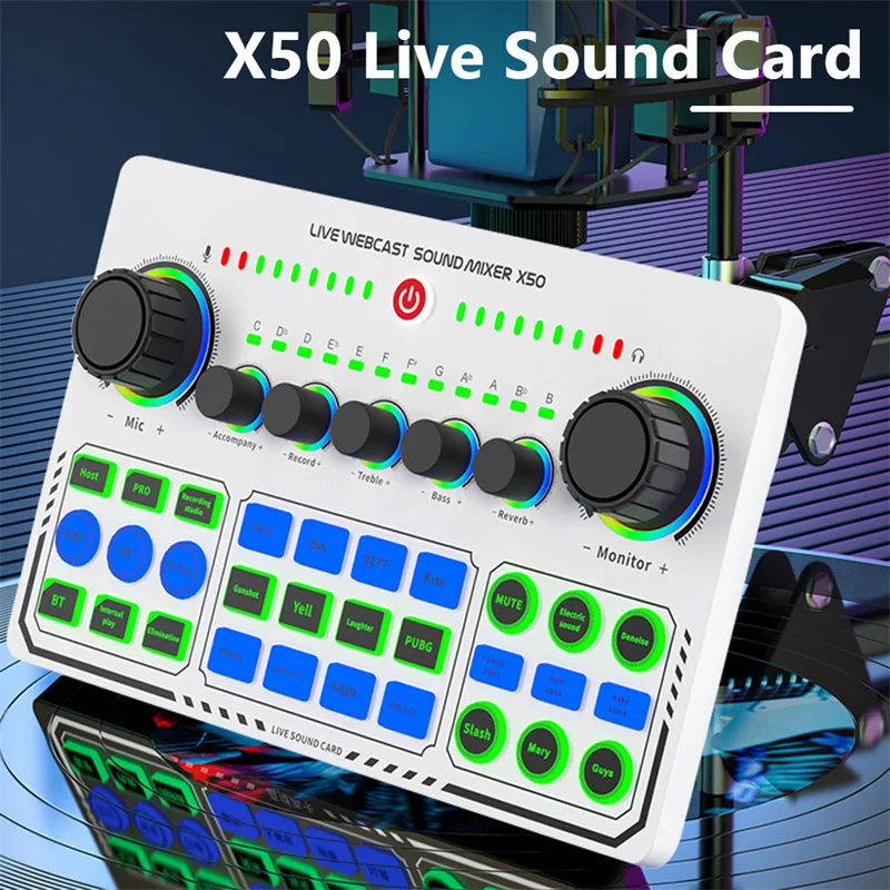 X50 Live Sound Card: RGB Wireless Mixer for Electric Guitar