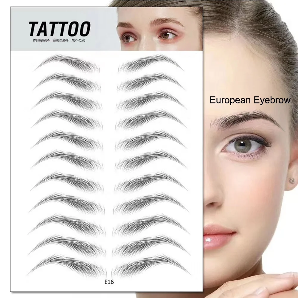 New Arrival Microblading Temporary Transfer Brow Stamp Eyebrow Tattoo Sticker 8 Designs Arched Eyebrow