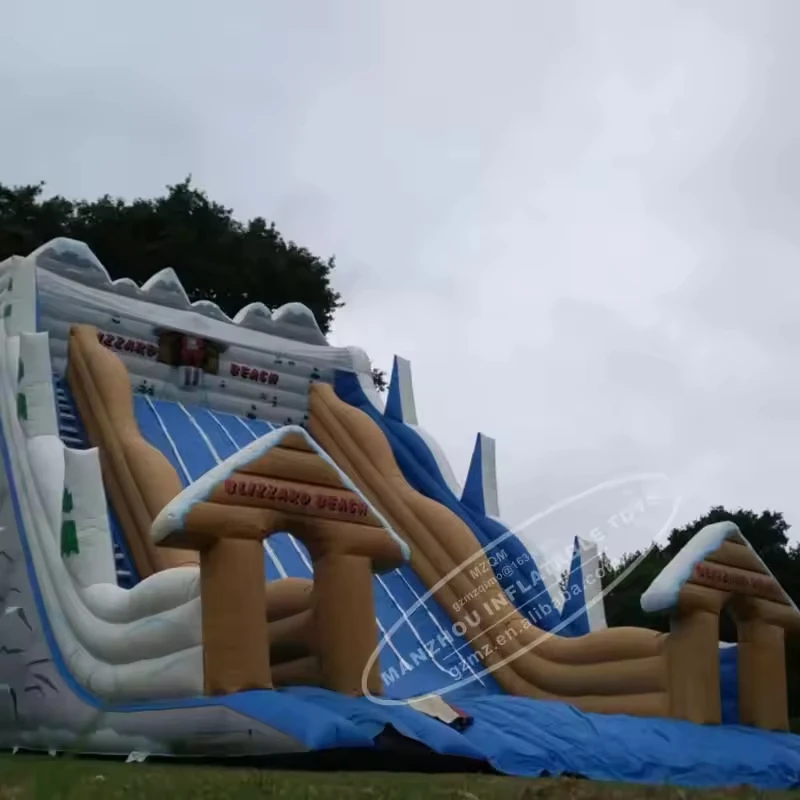 Outdoor Inflatable Castle with Dry Slide Snow Tubes Tobogan Bouncer Park Toy-Fun Sleds and Tubes for Kids