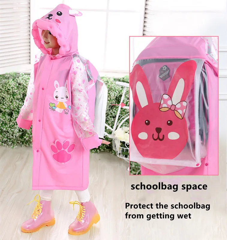 peva raincoat cartoon rain coat waterproof poncho children backpack kids pvc rain wear