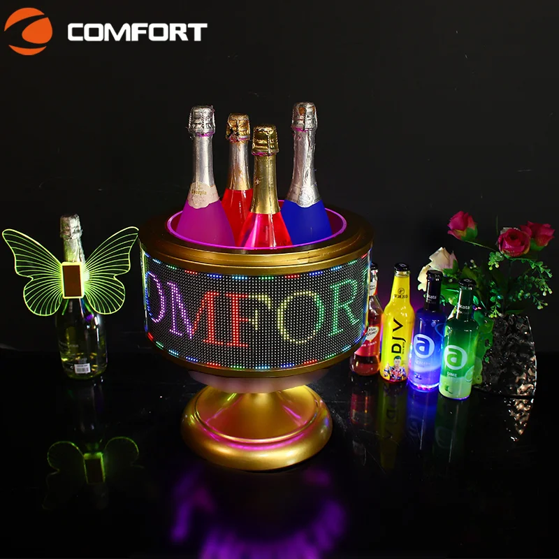360° Rotating LED Wine Display Stand Customizable Metal Glorifier for Bars & Parties