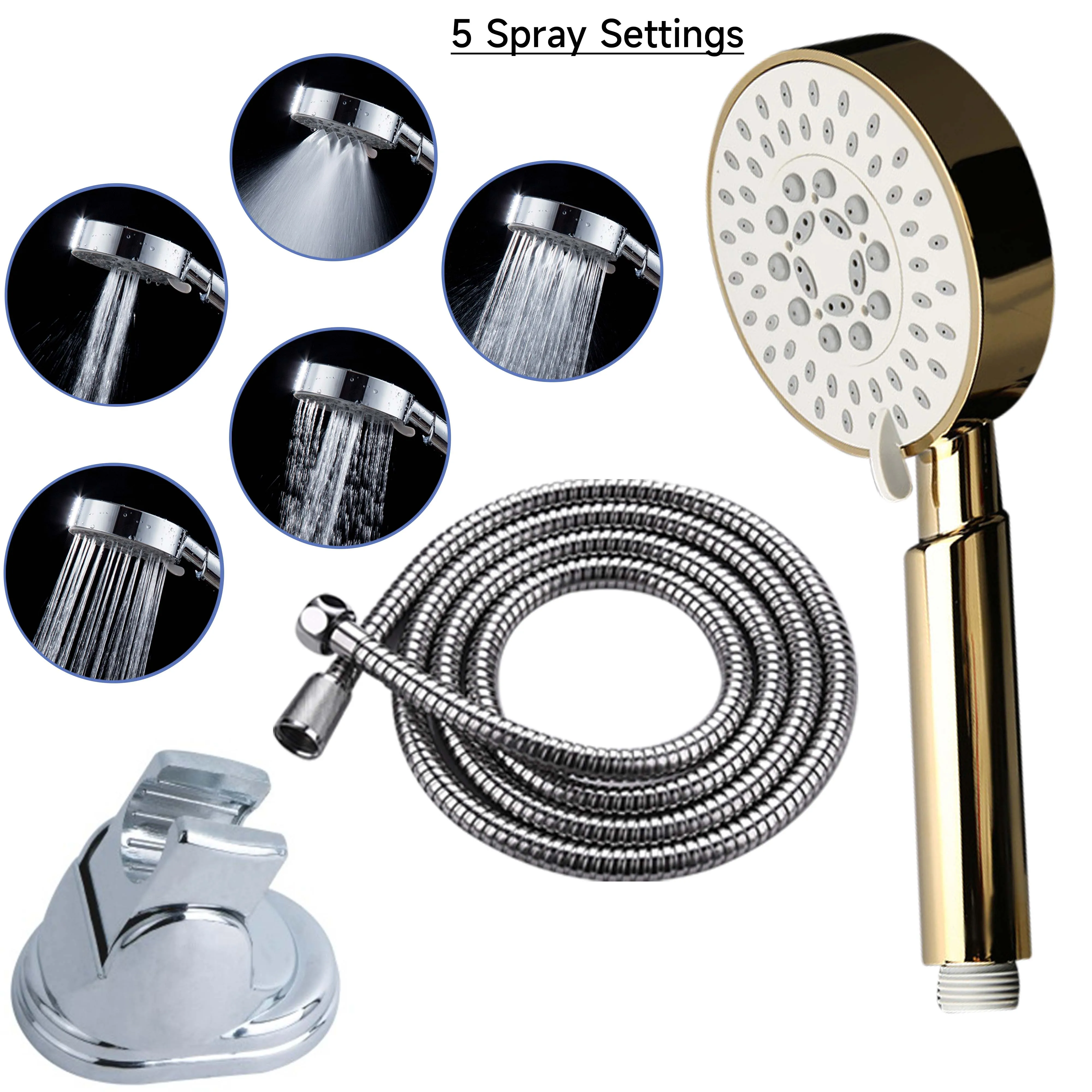 Modern Chrome Look Shower Head With Handheld 5 Spray Multi-functional ...
