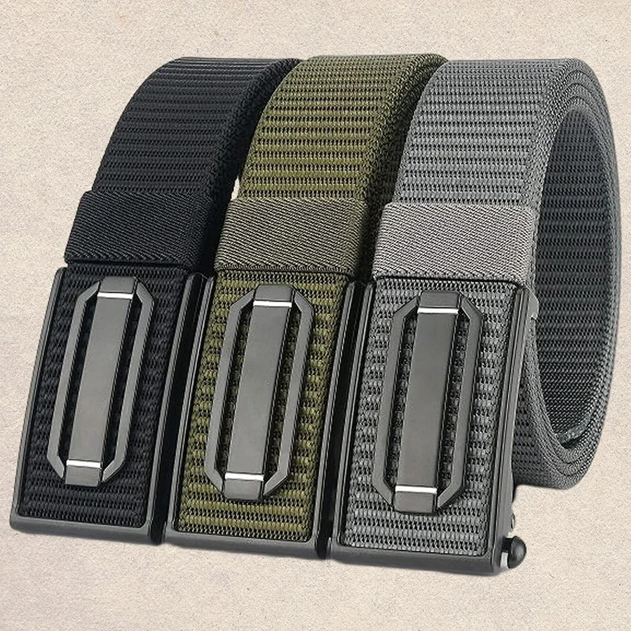 High Quality Men's Ratchet Belt Nylon Tactical Adjustable Training Hiking Rigger Extra Thick Webbing Belt