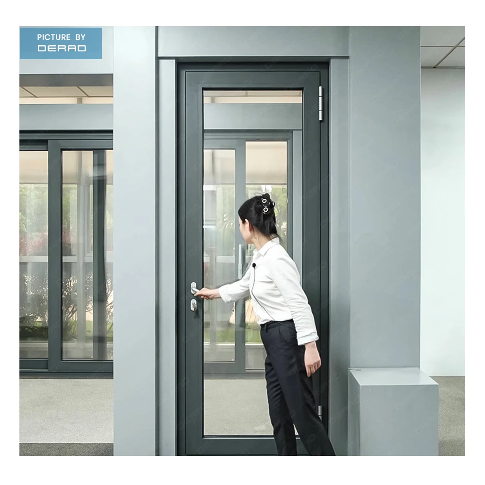 Derad high quality double temper glass aluminum frame door side-hinged door swinging out casement door