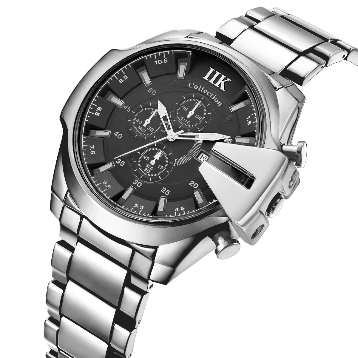 IIK Stock Analog Alloy Water Proof 3Atm Steel Date Erkek Saat Wristwatch for Men