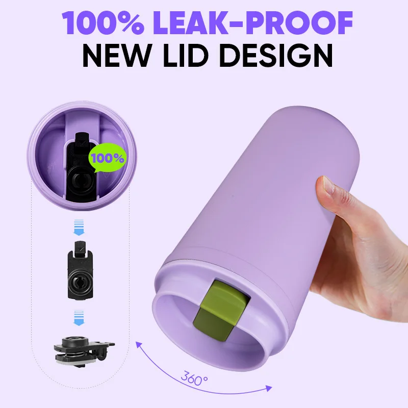 Modern Newest Design 18/8 Stainless Steel Coffee Cups 16oz Leakproof Insulated Reusable Mug With Slide Lid