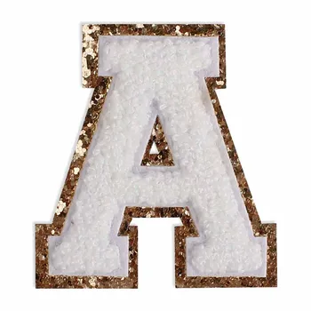 Chenille Letters Alphabet Embroidery Small Greek White Heat Iron Varsity Black Glitter Patches Chenille Letters