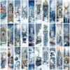 5 marcapáginas navideños de color azul