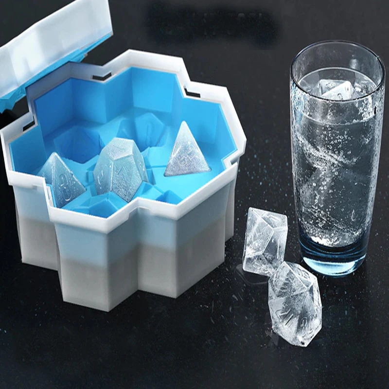 DD1646 Creative 7 Cubes Polyhedral Dice Molds Box Stackable Baking Ice Trays for Freezer Cocktail Drink Dice Ice Cube Mold