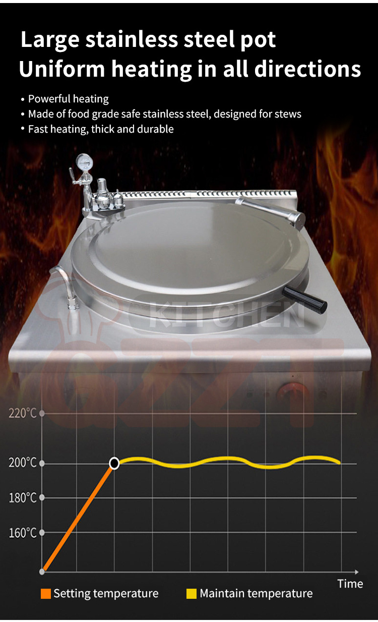 Electric Gas Powered Double-layer Insulation Boiling Pot Commercial Big Stainless Steel Large Cooking Pots Braising Pot