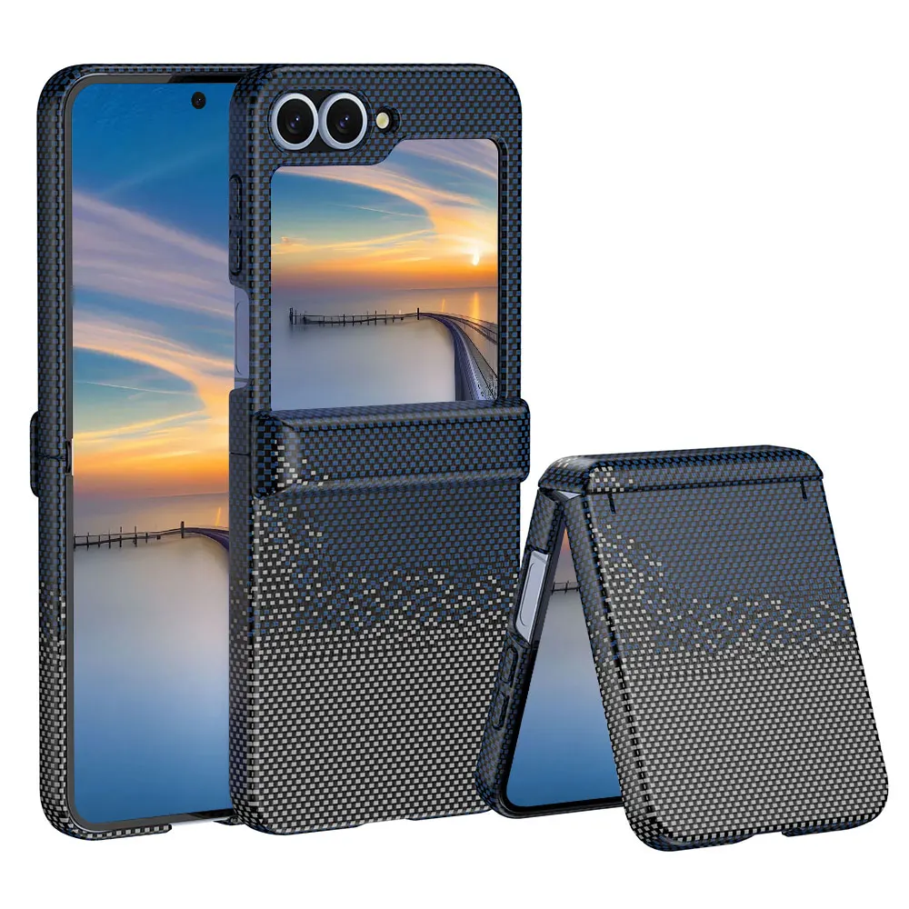 ロードテック カーボンファイバーテクスチャースマートフォンケース PC素材 薄型 衝撃吸収 ラグジュアリー カスタマイズ可能 サムスンギャラクシーZフリップ7 フォールド7 6 対応 SJK1068