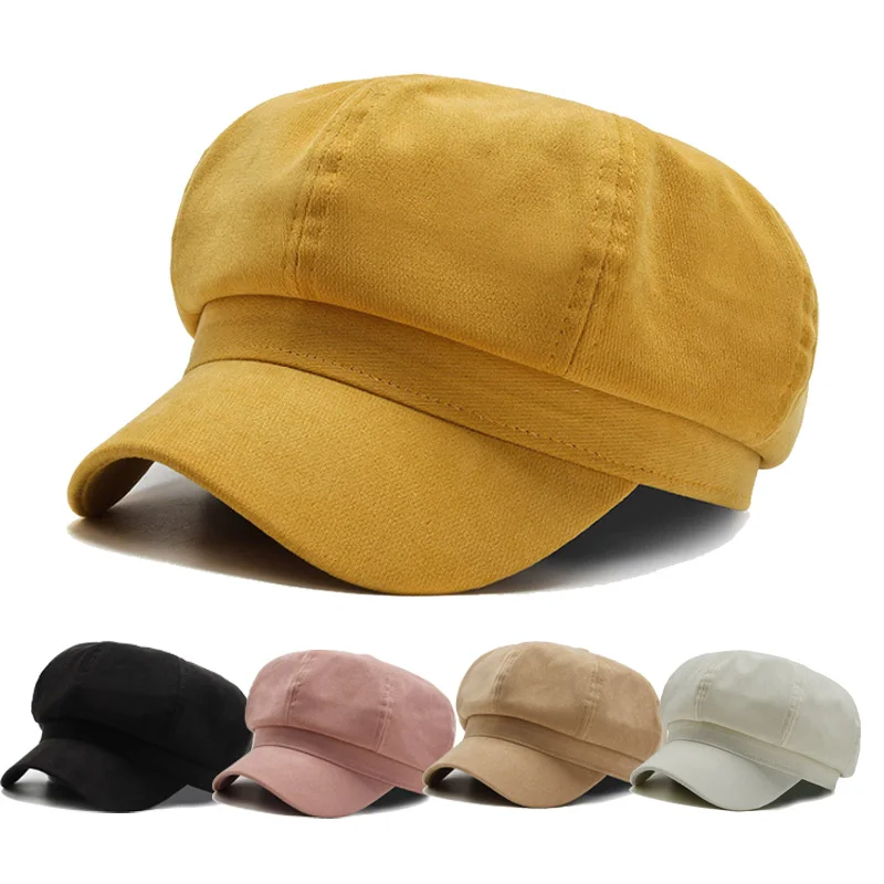 ANDERDM 100% Cotton Women Octagonal Cap for Laday Newsboy Caps Girl Newspaper Cap Beret Hat A0174-SXJ 