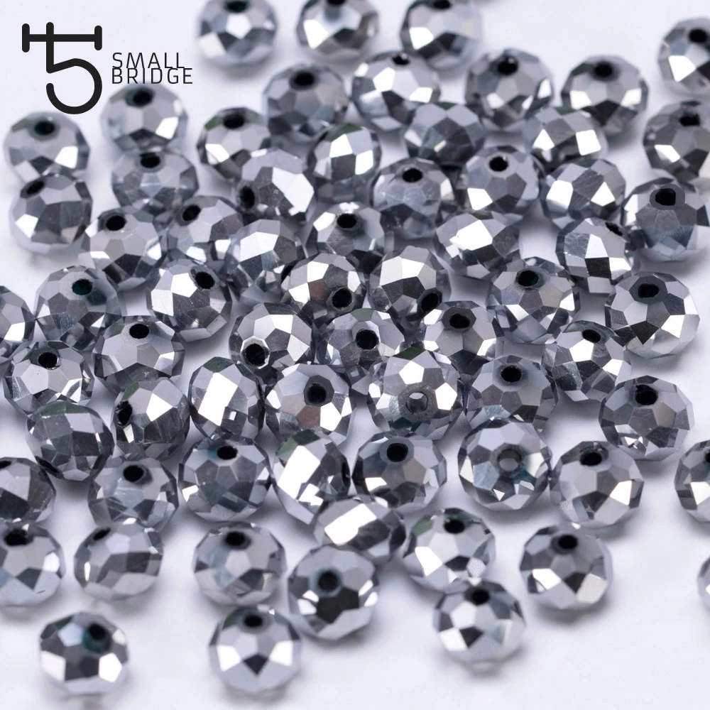 Wholesale  Plating Silver colour Faceted Rondelle crystal Beads  with Cheap Price