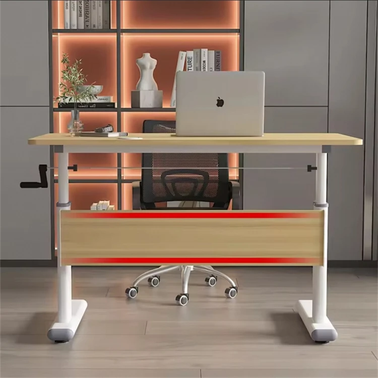 Electric Lifting Table Living Room Furniture Frame White Wood Black ...