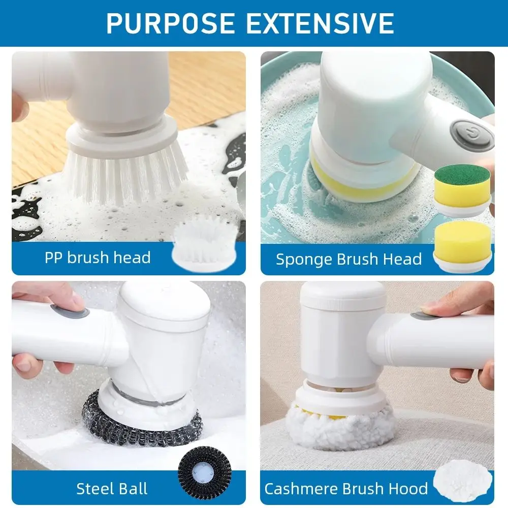 Kitchen Cleaning Tool USB 5 in 1 Elektrische Reinigungsburste Cepillo De Limpieza Electrico Del Limpiador Rotativo