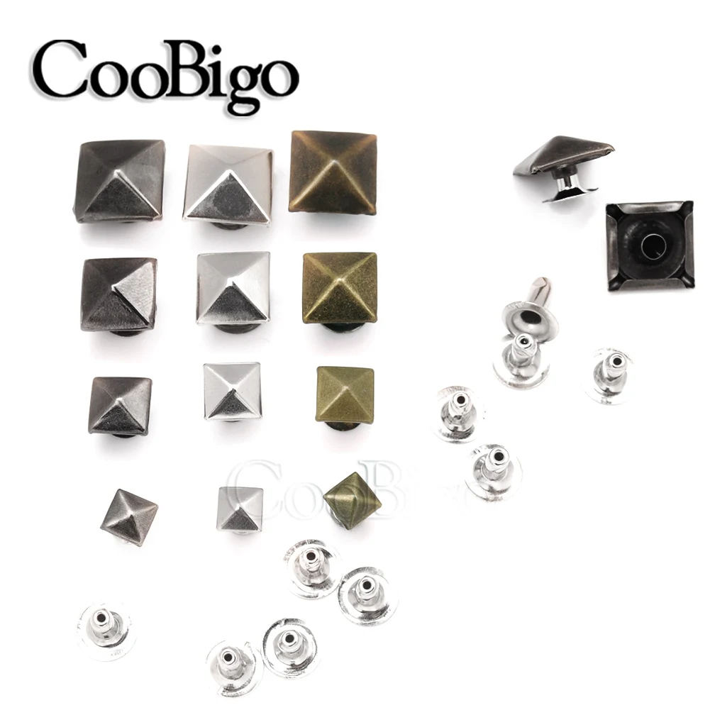 500sets Pyramid Cap Rivets Stud Square Rivet Base Spikes Punk Garment