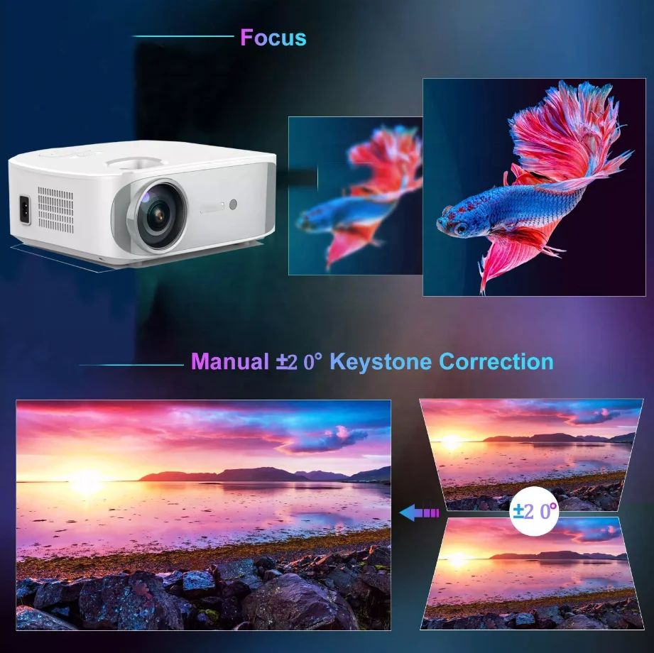 Global Version C55 Android WiFi BT Portable 1080p 4K Smart Theater Projector 450ANSI Lumens LCD for Home Theater