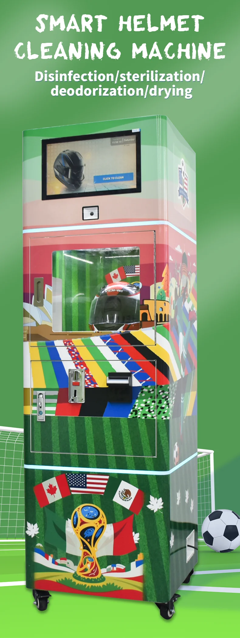 product patent manufacturer custom automatic commercial motorcycle bike helmet vendo dry cleaning washing machine with wordcup theme-1