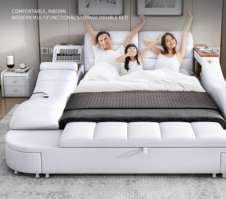 Tatami Bed Modern Leather Electric Massage Beds Bedroom Furniture Multifunction Storage Smart