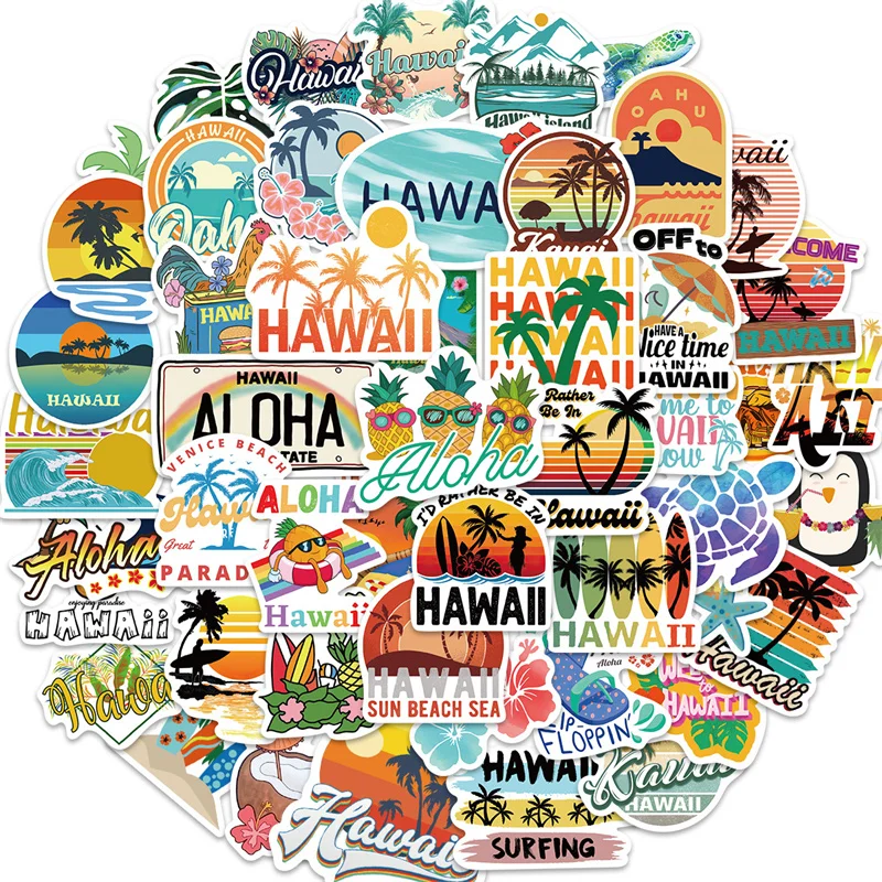 Lot De 9 Feuilles Stickers Fenêtre Été Hawaïenne - Autocollants Amovibles Réutilisables Plage