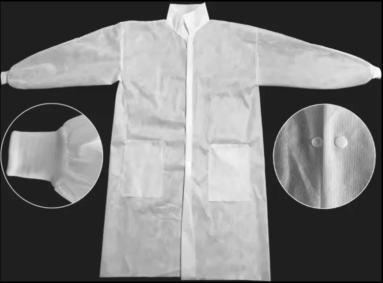 Disposable White Lab Jacket Coat Uniform Non-woven Polypropylene Jackets Medical Gown