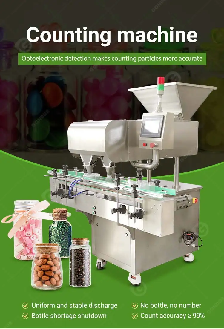 Tablet Pectin Oiled Gummy Chocolate 8 Channel Electronic Filling Bottling Counting Counter Machine Vibration