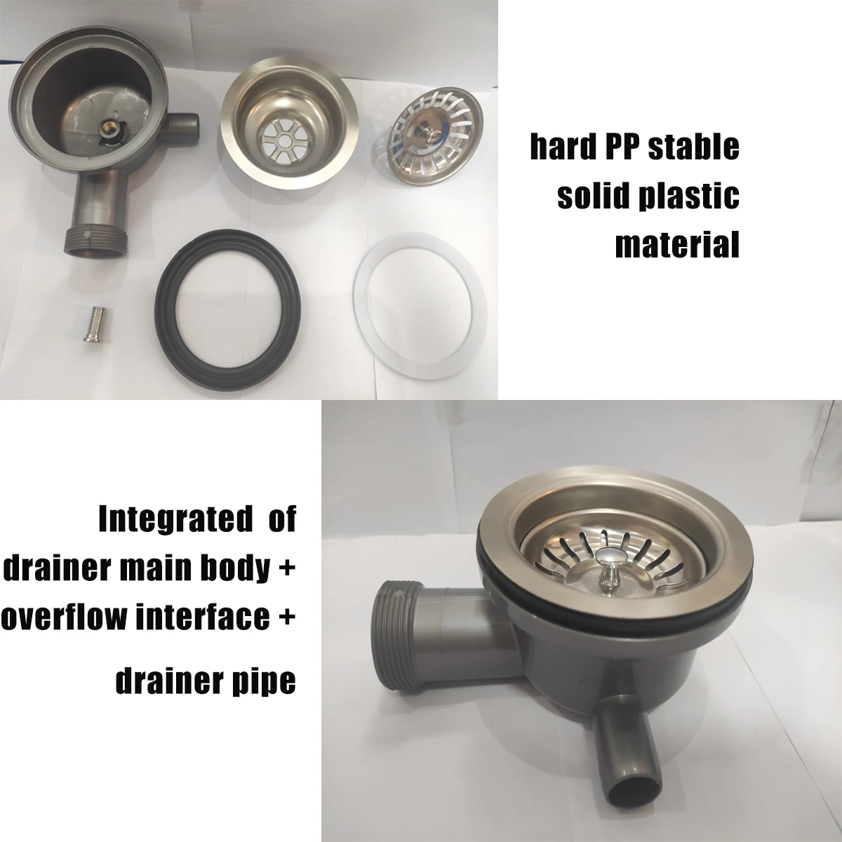 304 kitchen sink strainer with pp material pipe kitchen sink fittings drainer667-2