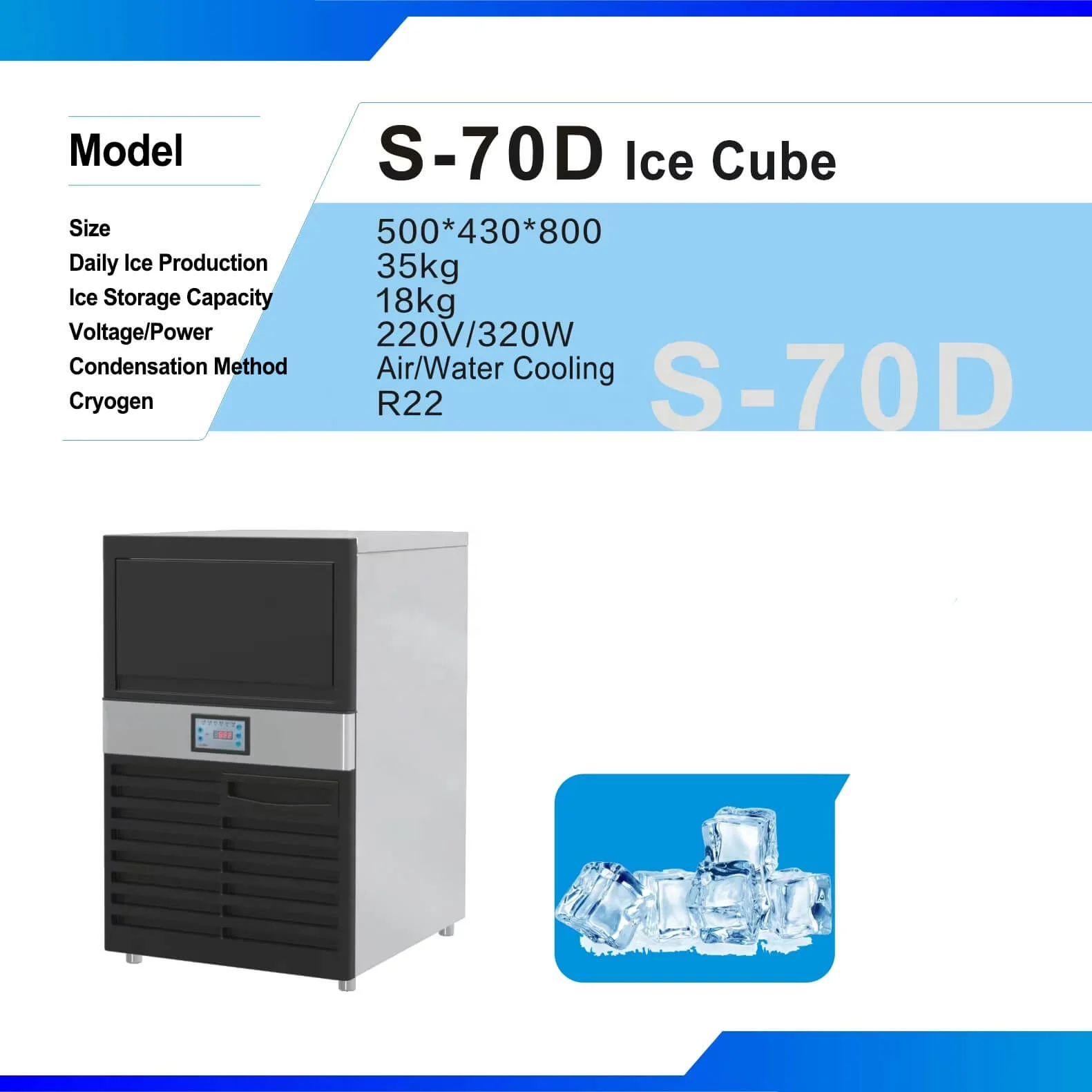 Commercial 1000kg/24h Ice Maker Cube Industrial Ice Making Machine for ...