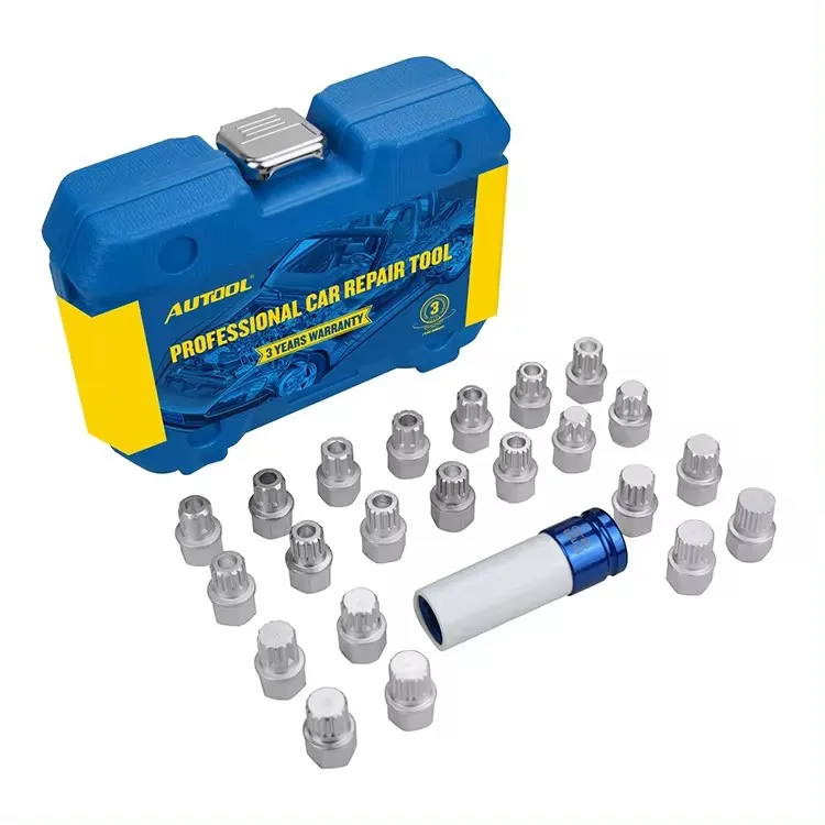 Autool 23 Piece Wheel Lock Lugnut Antitheft Lug Nut Screw Removal Key