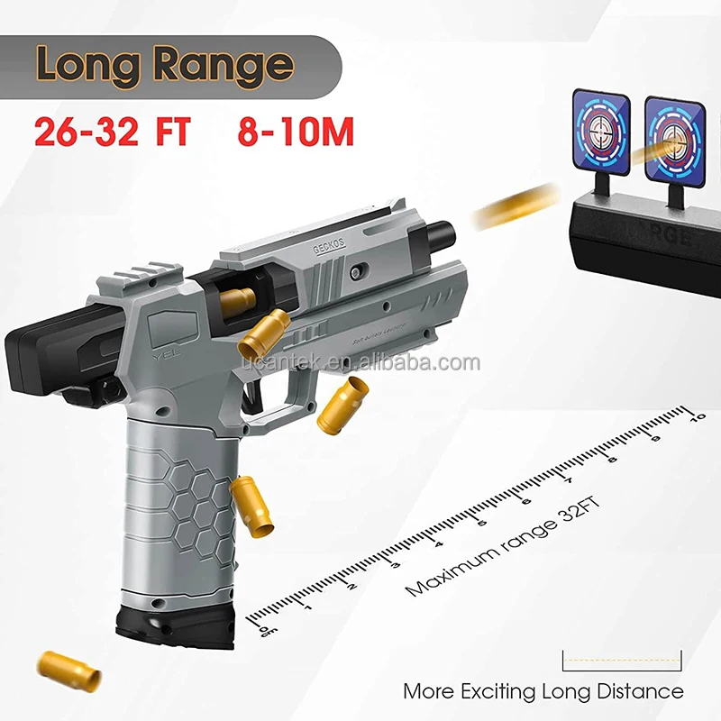 Automatic Reload Shooting Blaster Gun EVA Foam Soft Bullets Shell Ejecting Gun Glock Pistol Toys