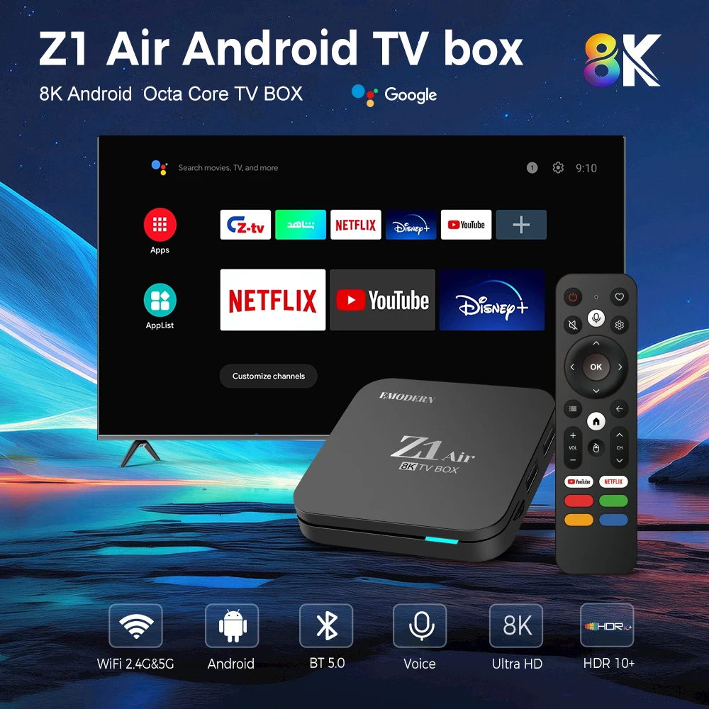 OEM Z1 Air 8K Android TV Box with Voice Remote & Dual Band WiFi