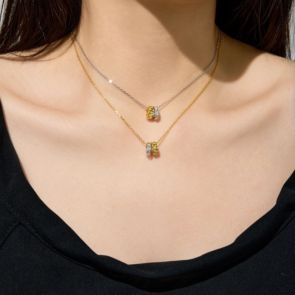 KAKODIY personalized design fine jewelry rhodium 18K gold plated chain contrasting pendant necklace for women detail 4