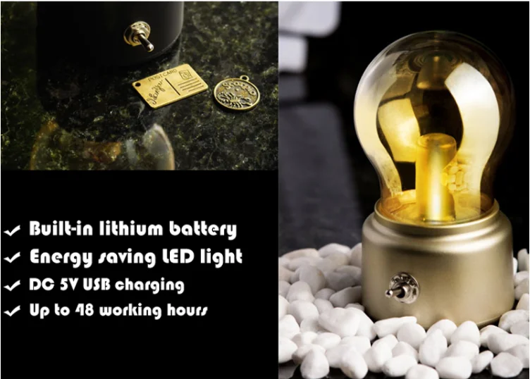 2021 Retro Sensor Nightlights Retro Classic Trend Usb Rechargeable Energy Saving Led Bulb Night Lamps