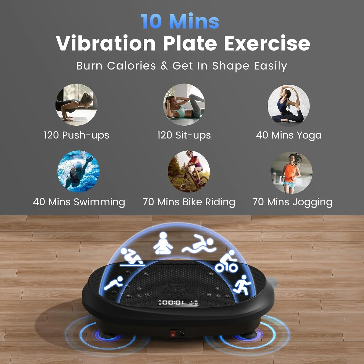Y Fitness Trainer Power 120 Speeds Exercise Body Slimming Platform Vibration Plate for Burning Calorie