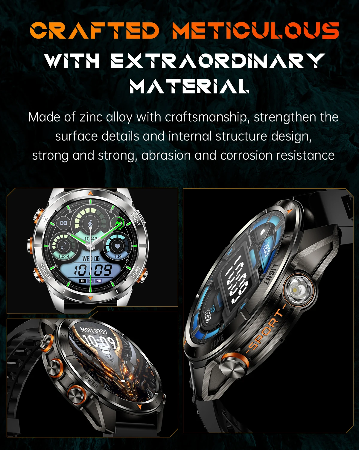 2026 KT80 Men Fitness Tracker Smartwatch with Flashlight BT Call 1.46Inch Screen Waterproof 515 MAh Sports Relojes Smart Watch