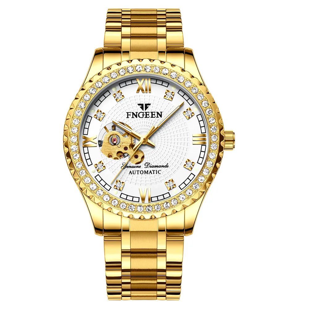 Golden Luminous Skeleton Men's Automatic Watch