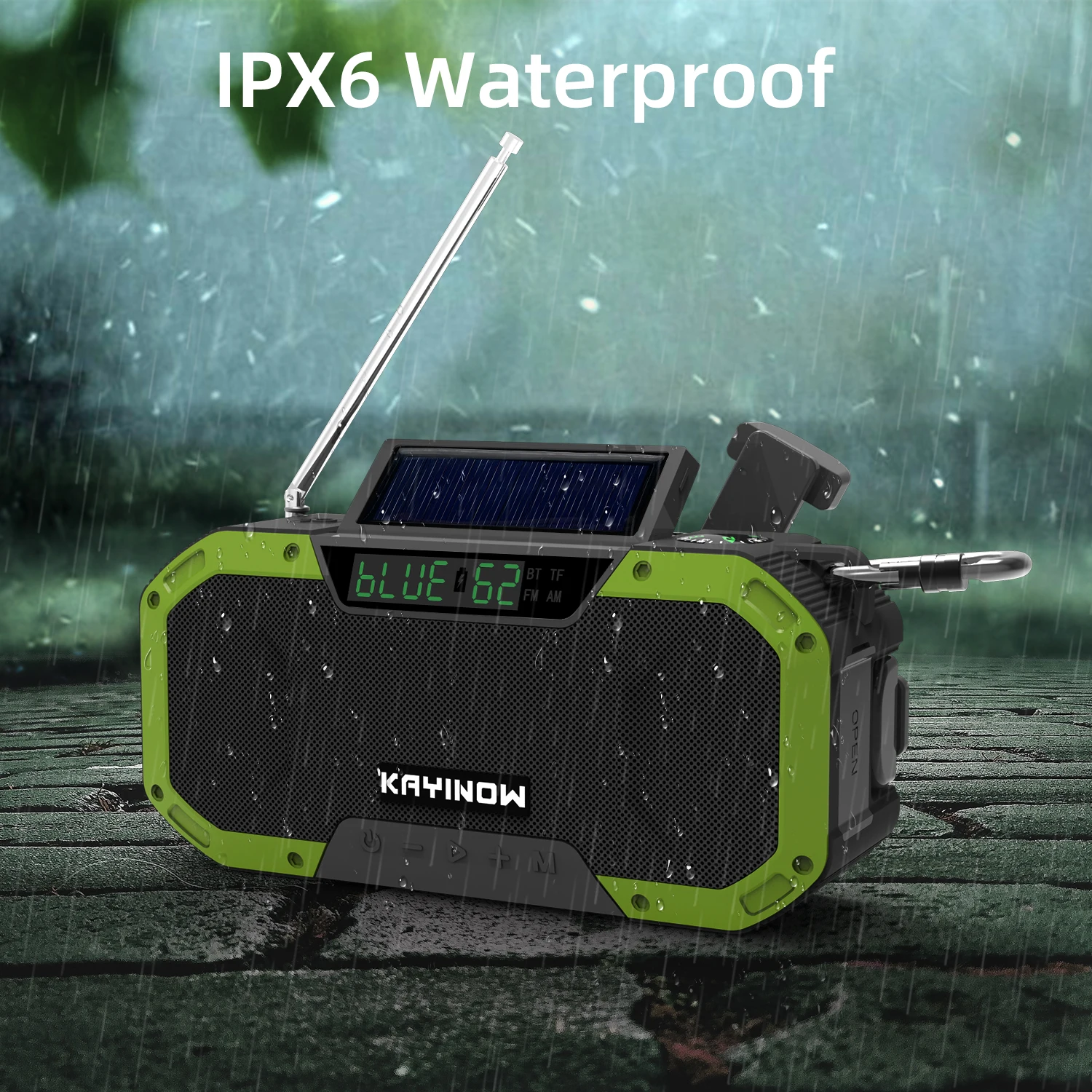 
KAYINOW D580 Portable Multifunctional Radio Speakers with Solar Hand Crank Radio Outdoor Waterproof with Flashlight,Power Bank 