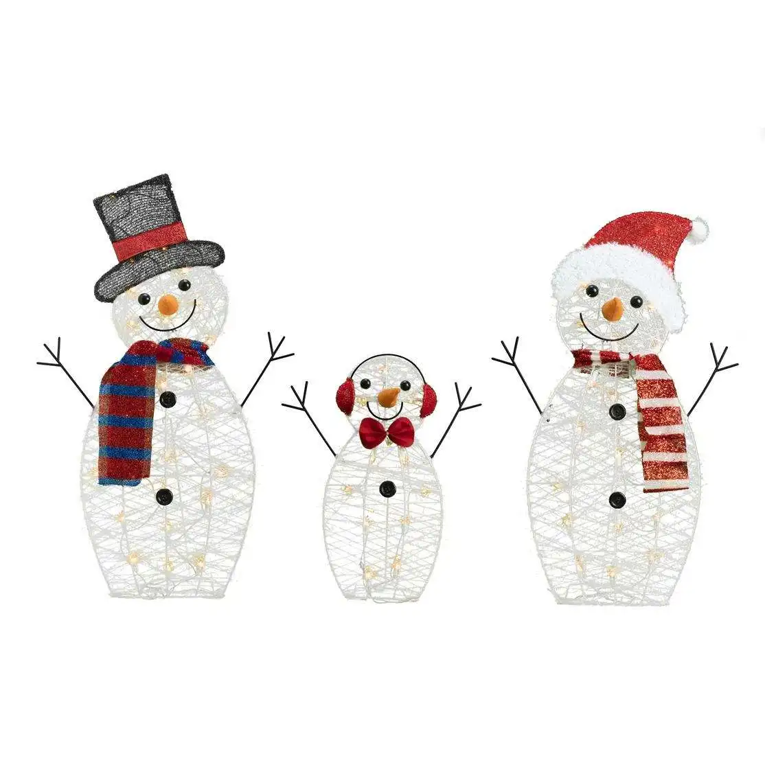 3PK 31in 60L 2D Snowman Motif Light for Garden Patio Decoration Christmas Decoration Light